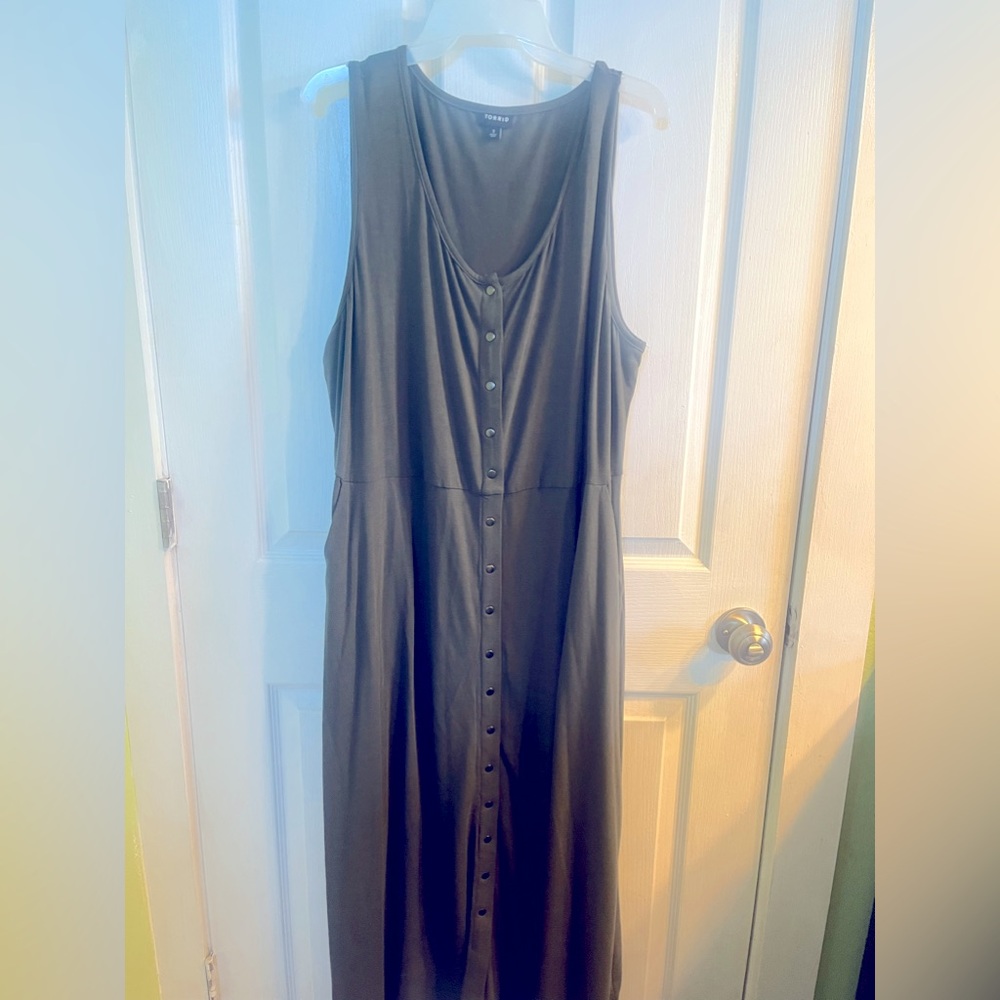 Torrid army green button up maxi 3x